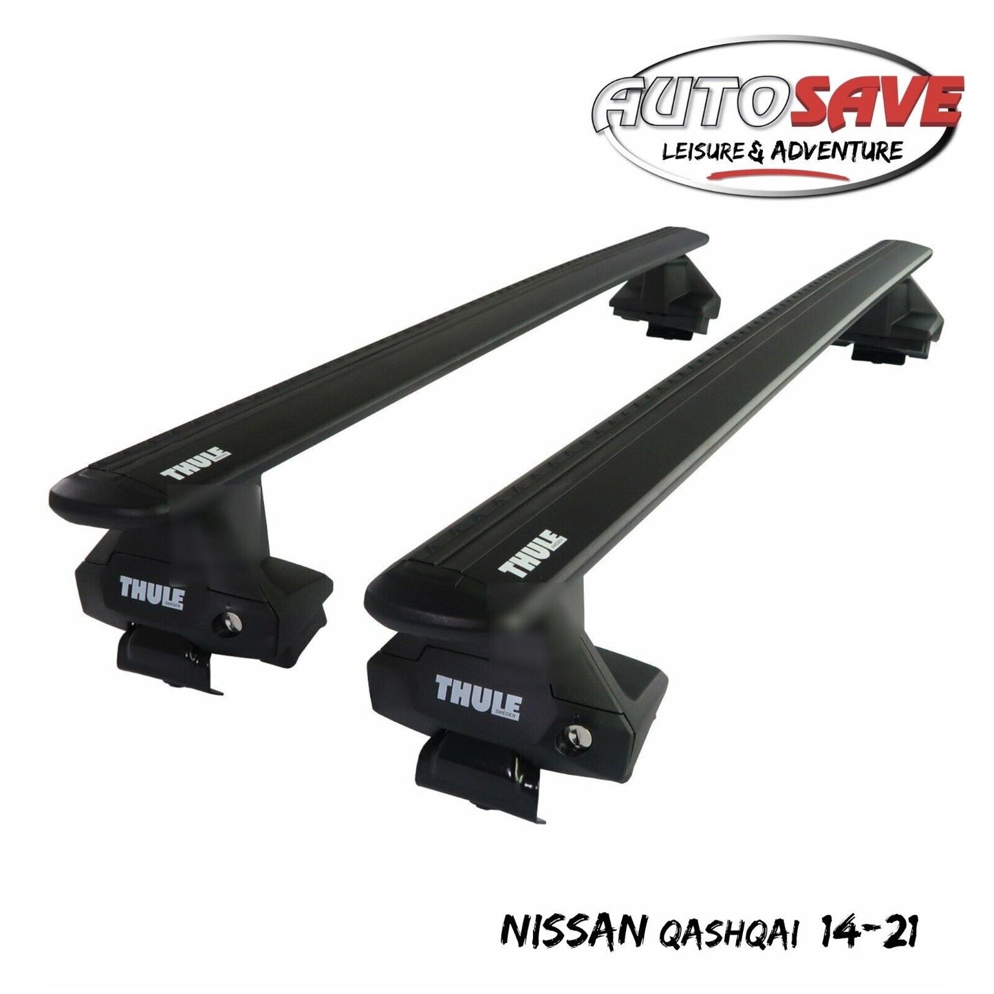 Thule Aluminium WingBar Evo Black Roof Bars Set to fit Nissan Qashqai 14-21 Aero