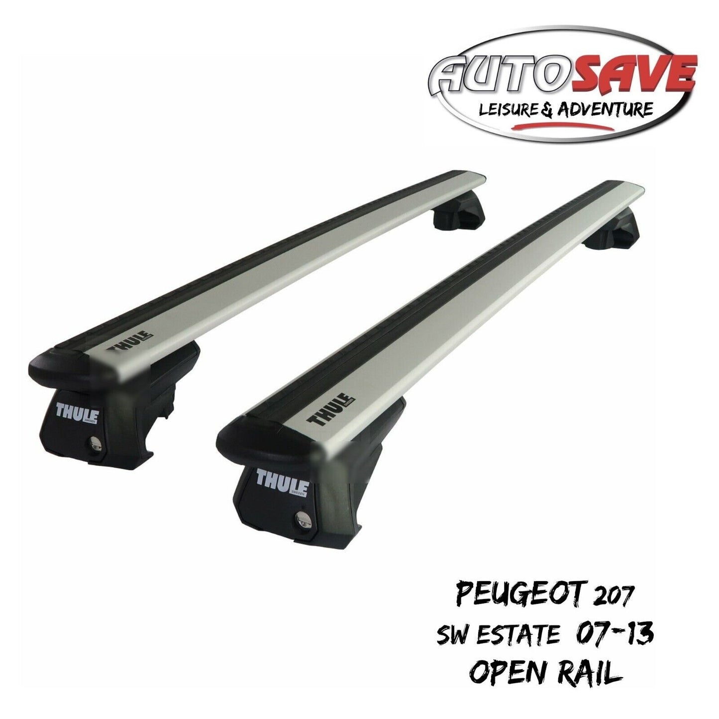 Thule Alu WingBar Evo Silver Roof Bars fit Peugeot 207 SW Estate 07-13 Open Rail