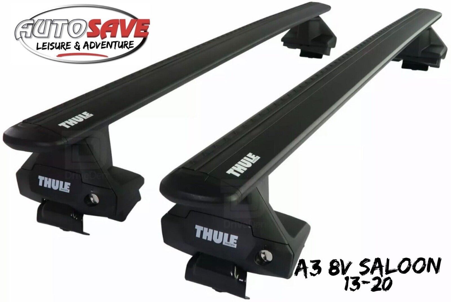 Thule Aluminium WingBar Evo Black Roof Bars Set to fit Audi A3 8V Saloon 13-20