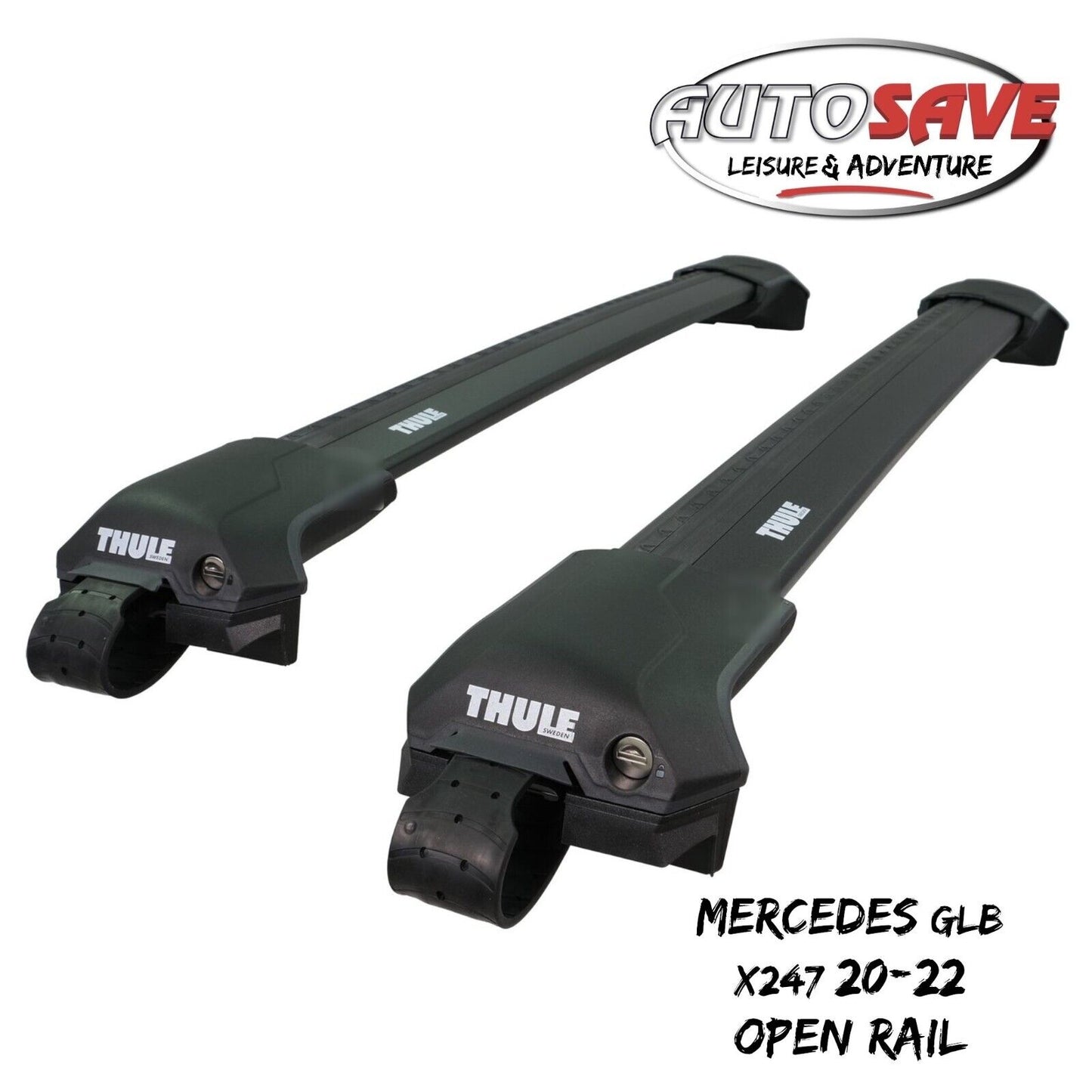 Thule WingBar Edge Black Roof Bars Mercedes GLB X247 20-22 Open Rails Alu Aero