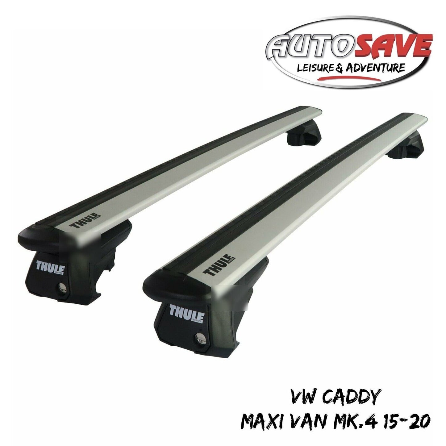 Thule Alu WingBar Evo Silver Roof Bar Set for VW Caddy Maxi Van Mk.4 15-20 Rails