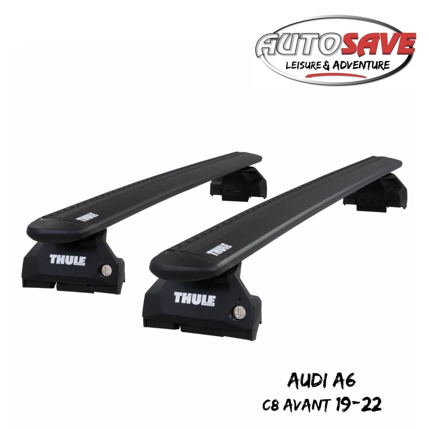 Thule Aluminium WingBar Evo Black Roof Bars Set to fit Audi A6 C8 Avant 19-22