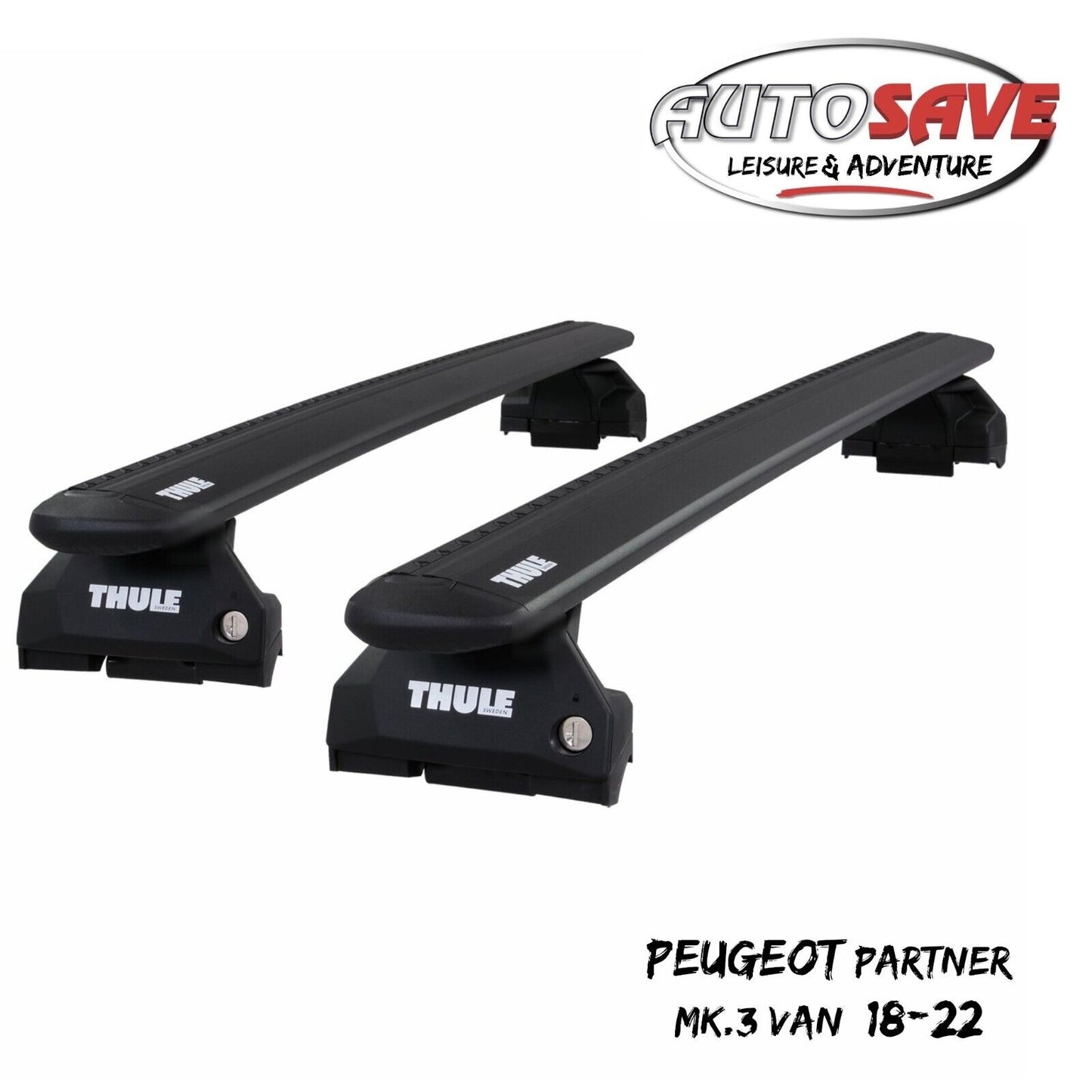 Thule Aluminium WingBar Evo Black Roof Bar Set for Peugeot Partner MK3 Van 18-22