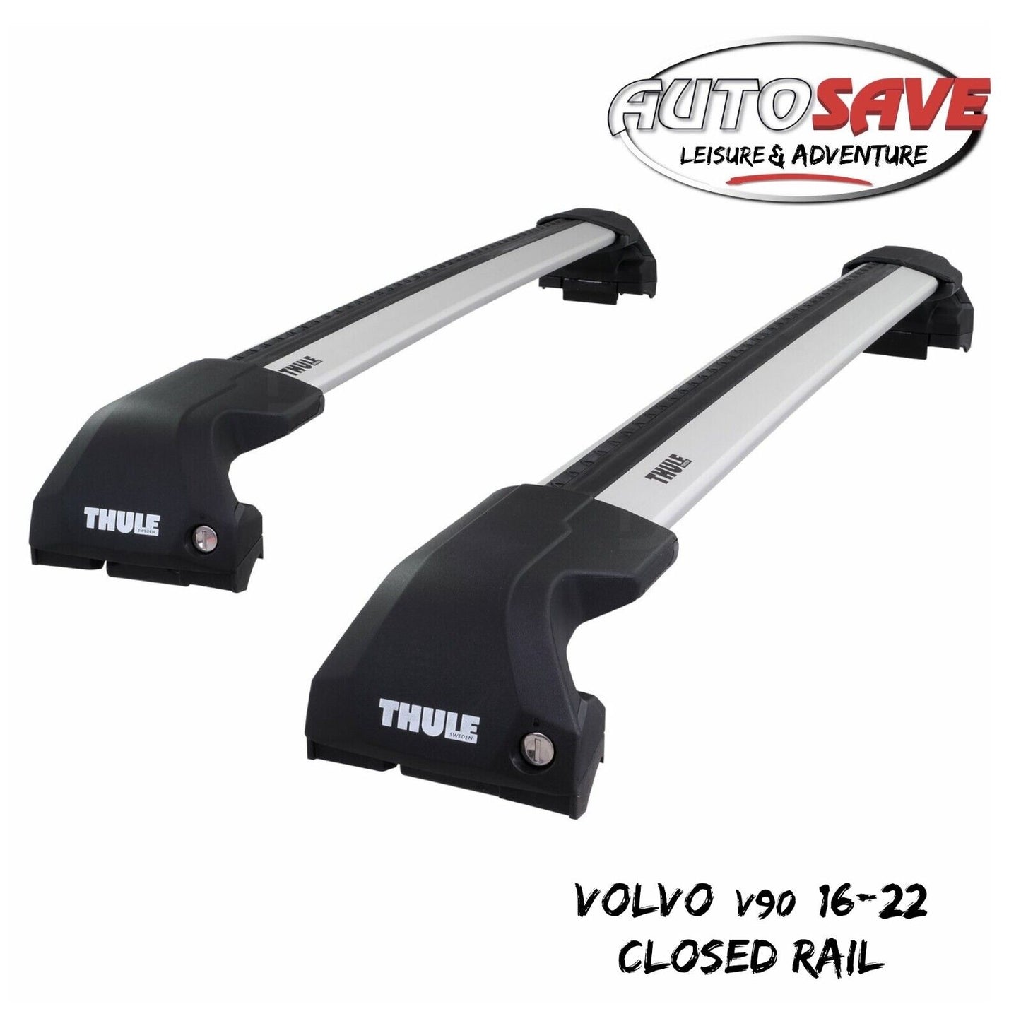 Thule WingBar Edge Silver Aluminium Roof Bars to fit Volvo V90 16-22 Closed Rail