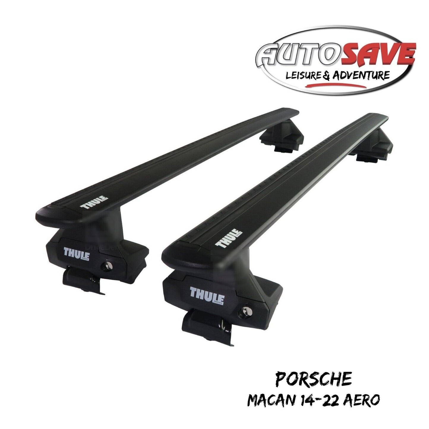 Thule Aluminium WingBar Evo Black Roof Bars Set to fit Porsche Macan 14-22 Aero