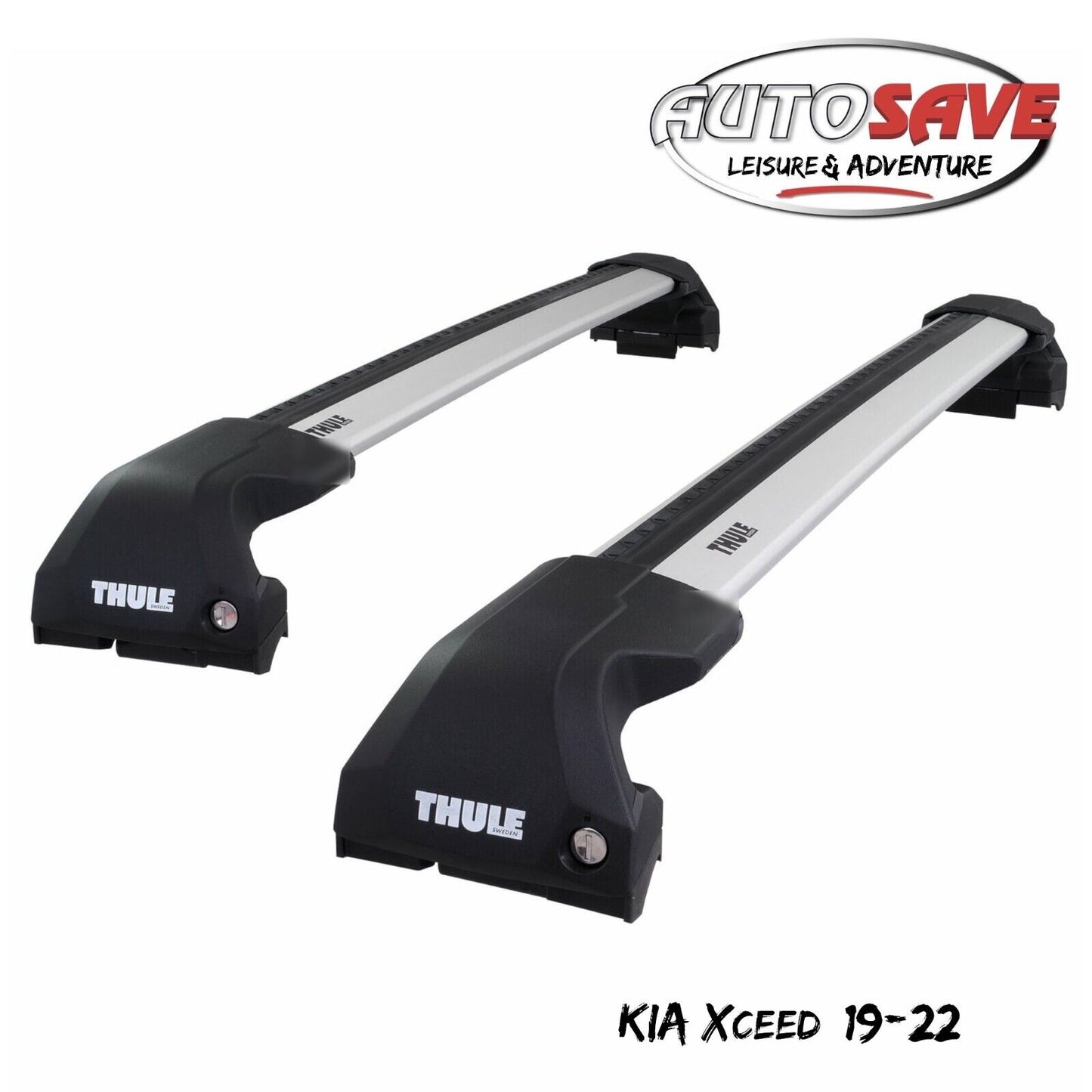 Thule WingBar Edge Silver Aluminium Roof Bars Set to fit Kia XCeed 19-22 Rails