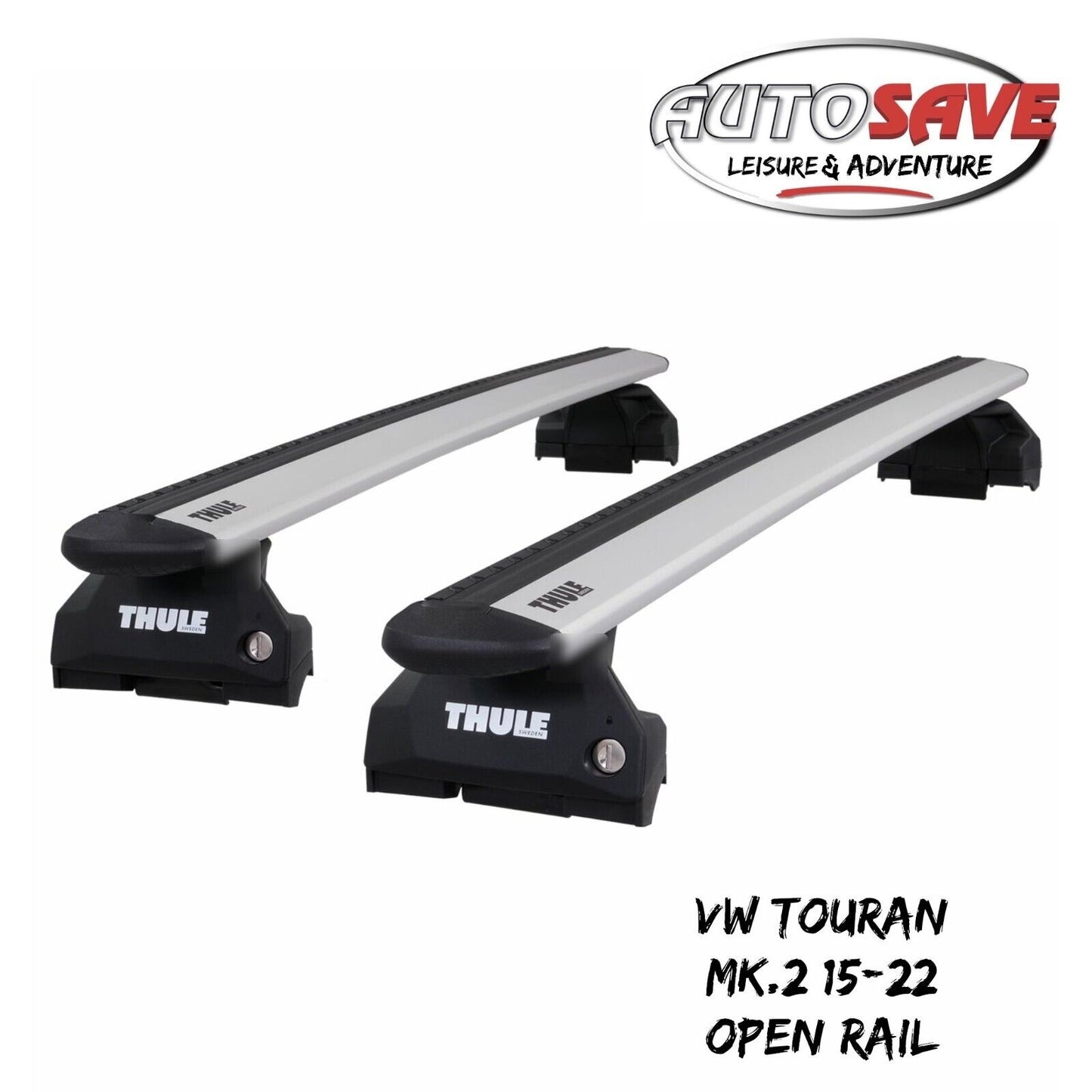 Thule Alu WingBar Evo Silver Roof Bars Set to fit VW Touran Mk.2 15-22 Open Rail