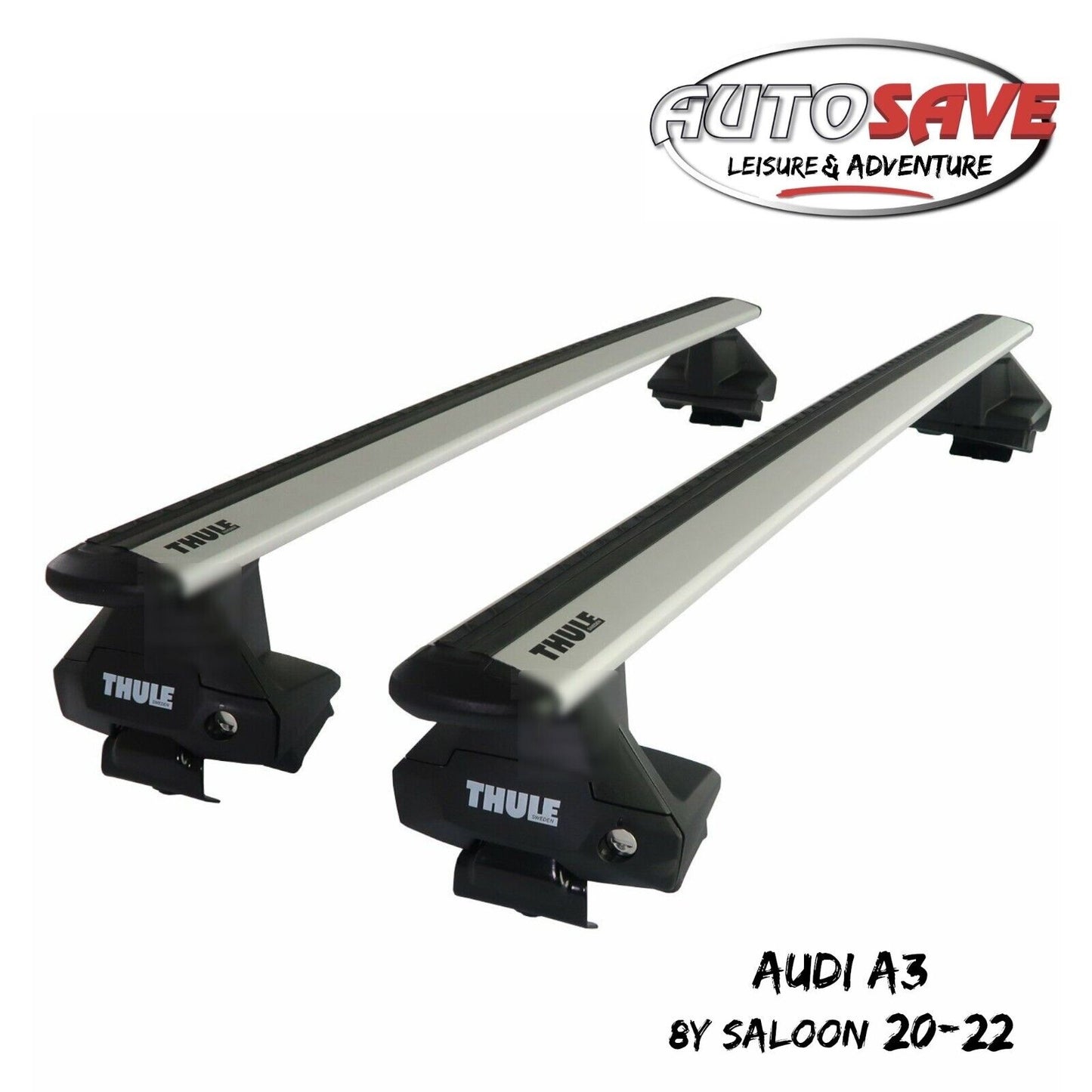 Thule Aluminium WingBar Evo Silver Roof Bars Set to fit Audi A3 Saloon 8Y 20-22