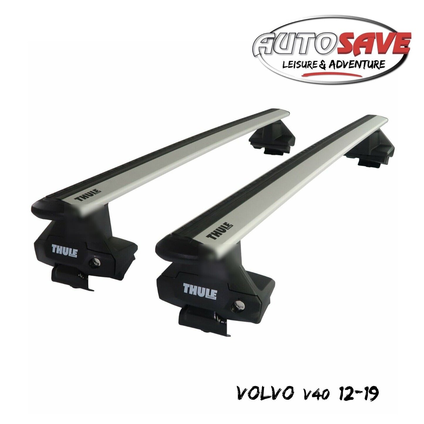 Thule Aluminium WingBar Evo Silver Roof Bars Set to fit Volvo V40 12-19 Lockable