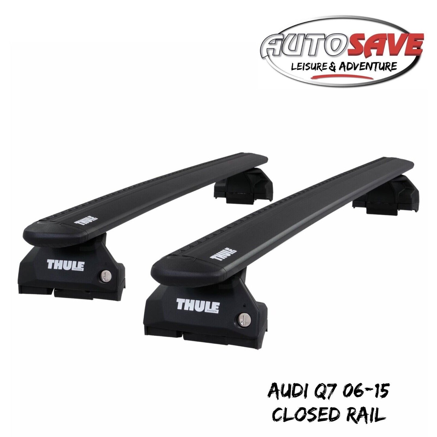 Thule Aluminium WingBar Evo Black Roof Bars Set to fit Audi Q7 06-15 Closed Rail