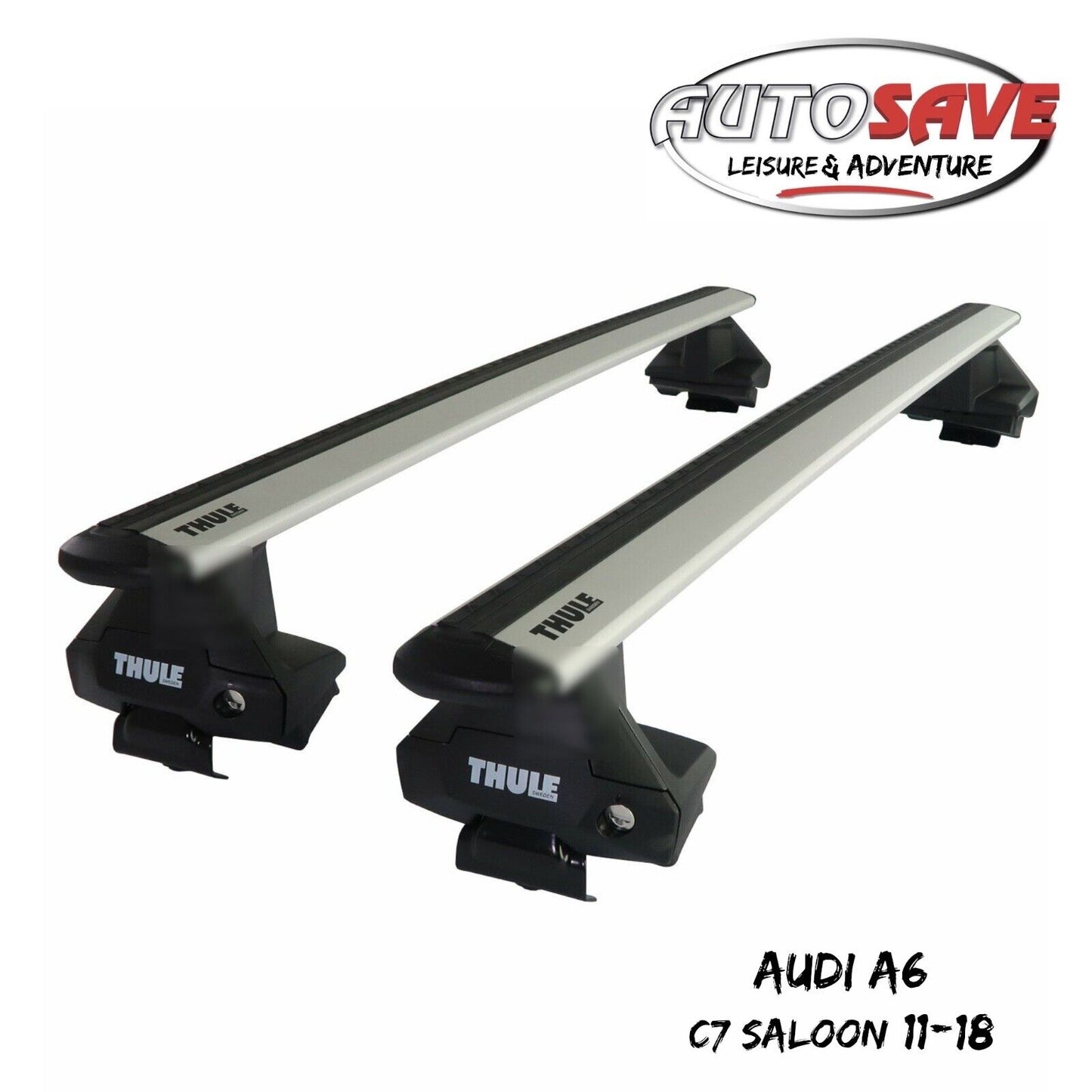 Thule Aluminium WingBar Evo Silver Roof Bars Set to fit Audi A6 C7 Saloon 11-18