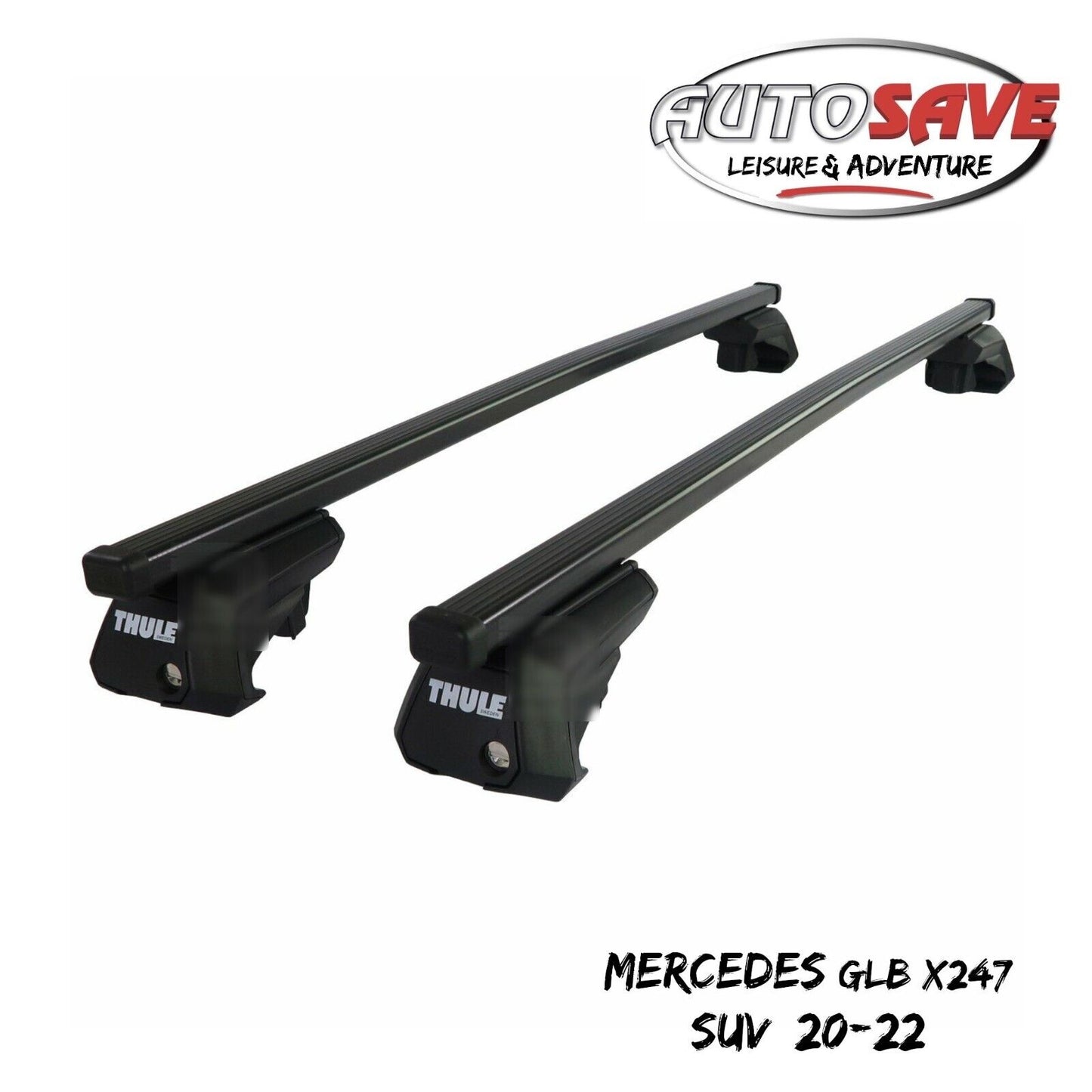 Thule Steel SquareBar Evo Roof Bars Set to fit Mercedes GLB X247 SUV 20-22 Rails