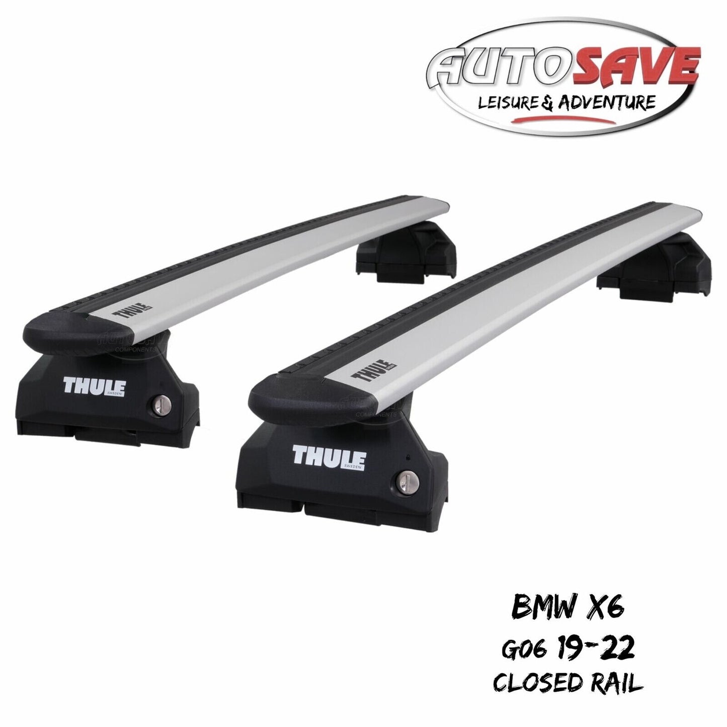 Thule Aluminium WingBar Evo Silver Roof Bar Set for BMW X6 G06 19-22 Closed Rail