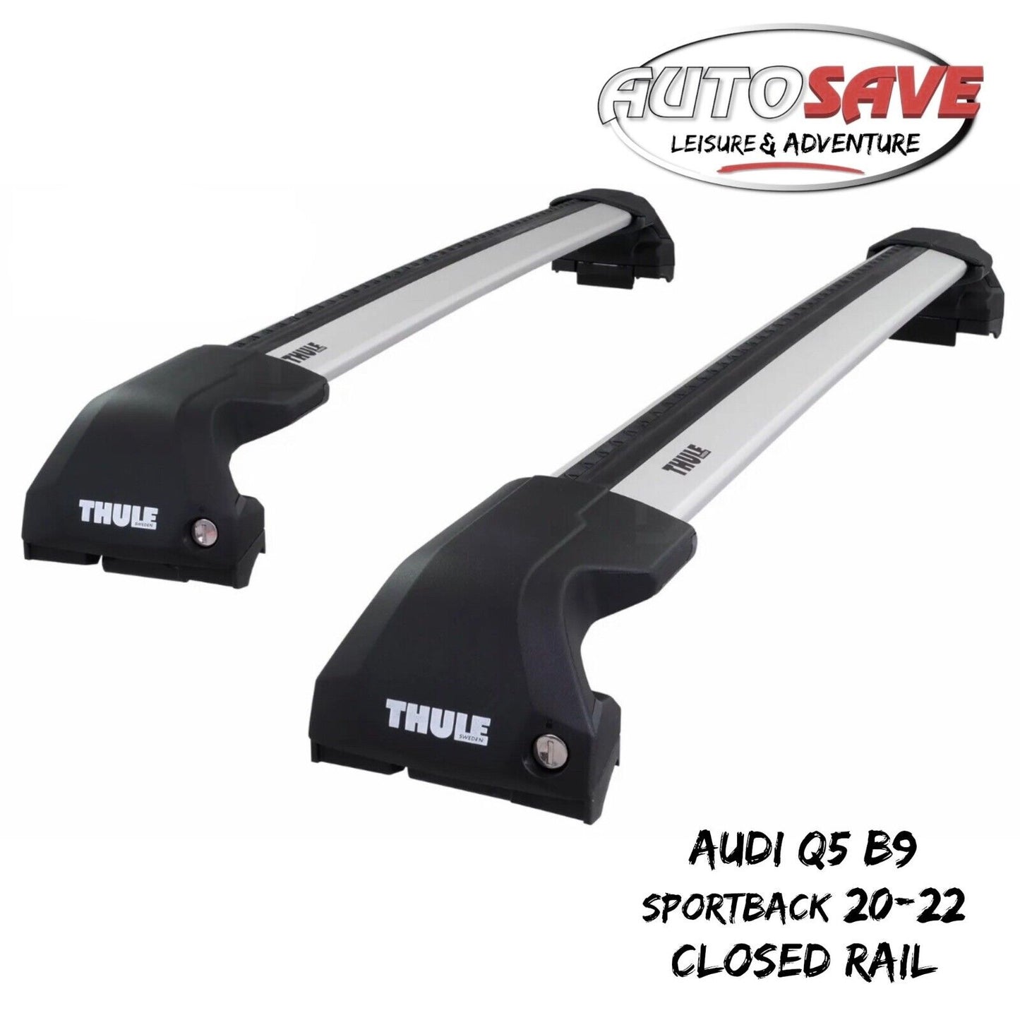 Thule WingBar Edge Silver Roof Bars for Audi Q5 Sportback B9 20-22 Closed Rail