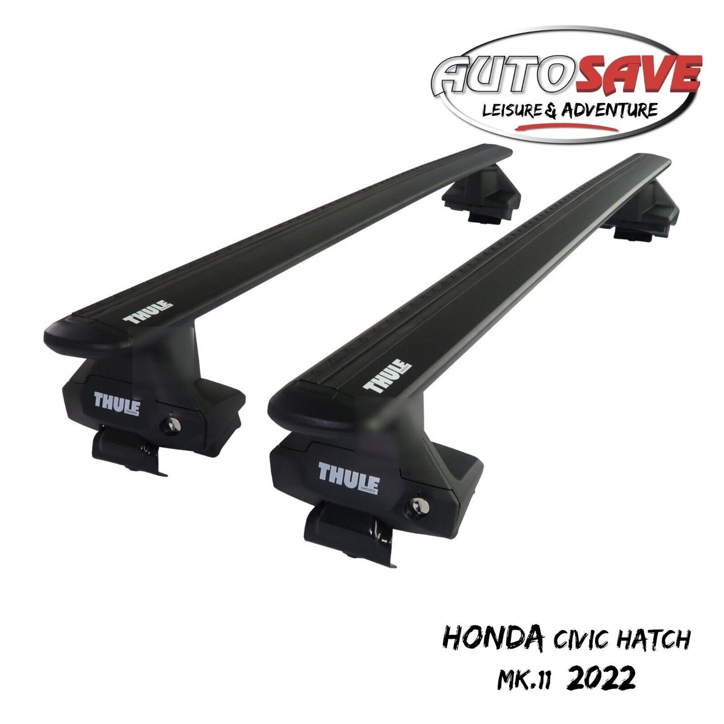 Thule Aluminium WingBar Evo Black Roof Bars to fit Honda Civic Hatch Mk.11 2022