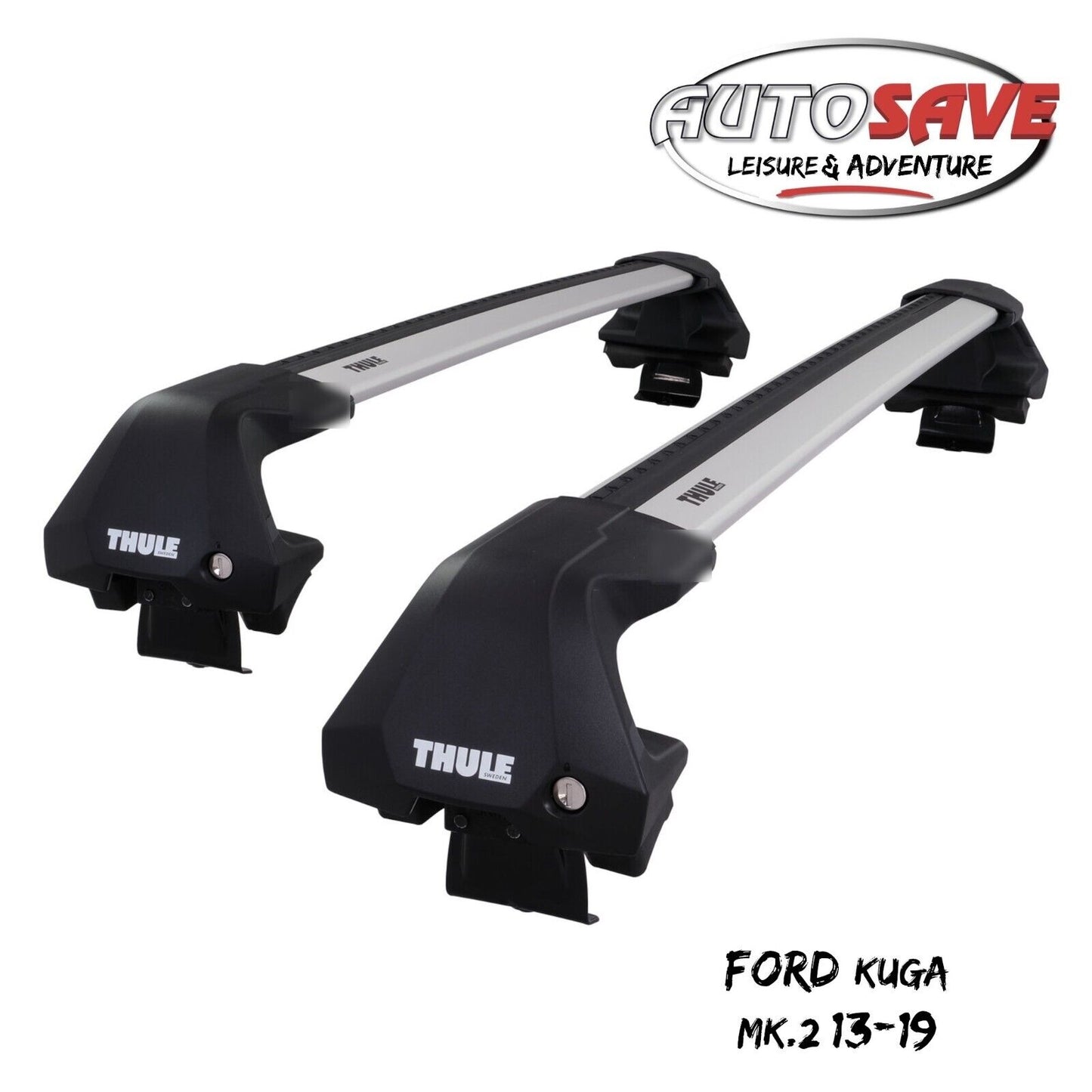 Thule WingBar Edge Silver Aluminium Roof Bars Set to fit Ford Kuga Mk.2 13-19