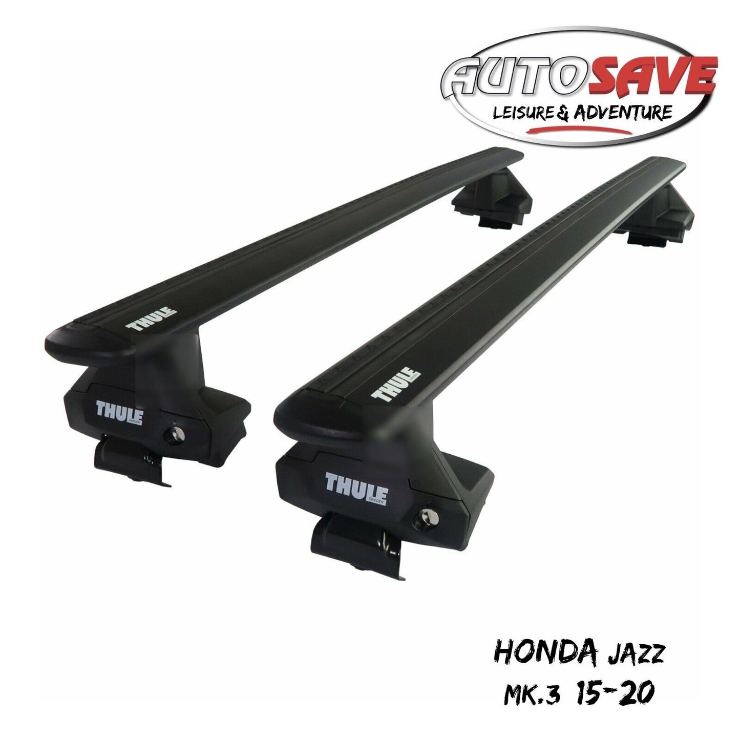 Thule Aluminium WingBar Evo Black Roof Bars Set to fit Honda Jazz Mk.3 15-20