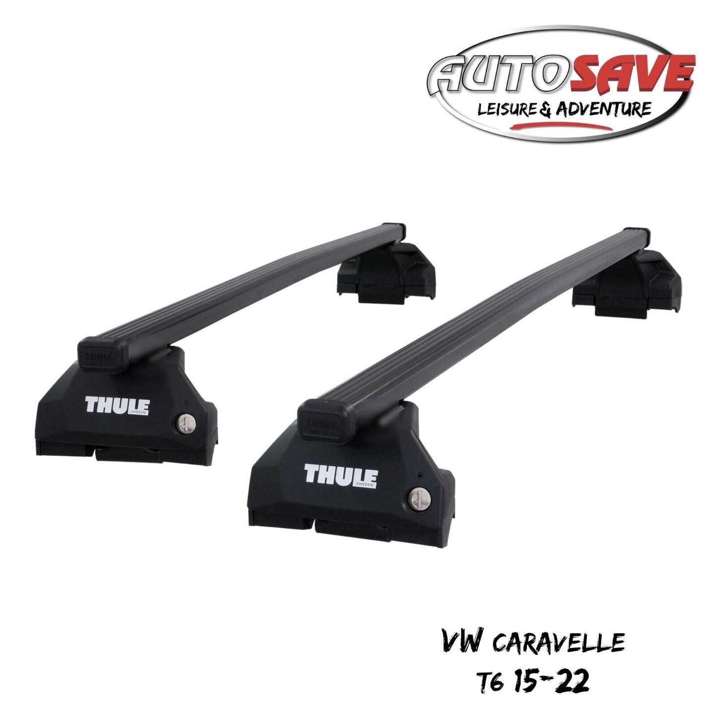 Thule Steel SquareBar Evo Roof Bars Set to fit VW Caravelle T6 15-22 T-Profile