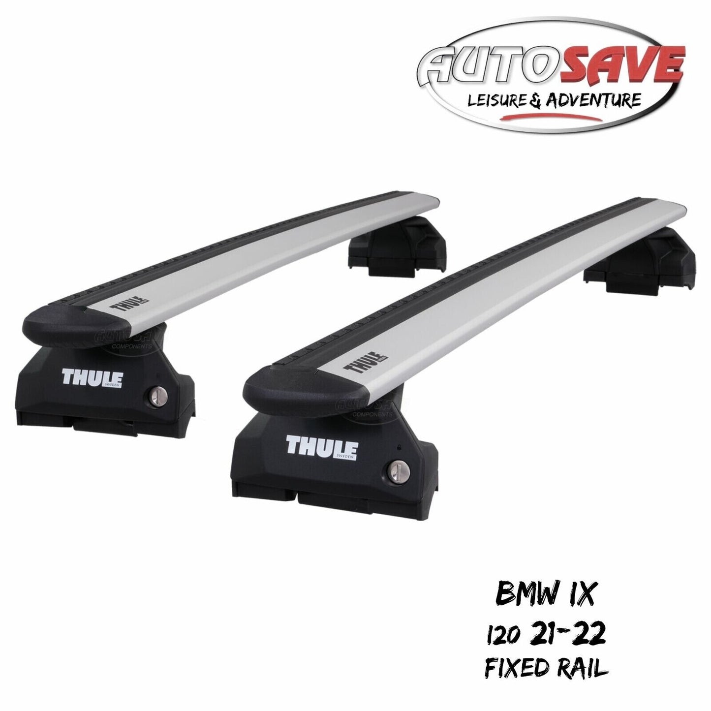 Thule WingBar Evo Silver Roof Bars for BMW iX I20 21-22 Fixpoints Lockable Pair