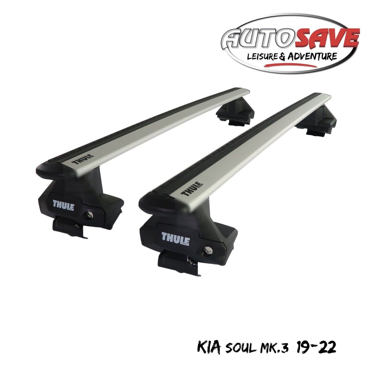 Thule Aluminium WingBar Evo Silver Roof Bar Set for Kia Soul Mk.3 19-22 Lockable