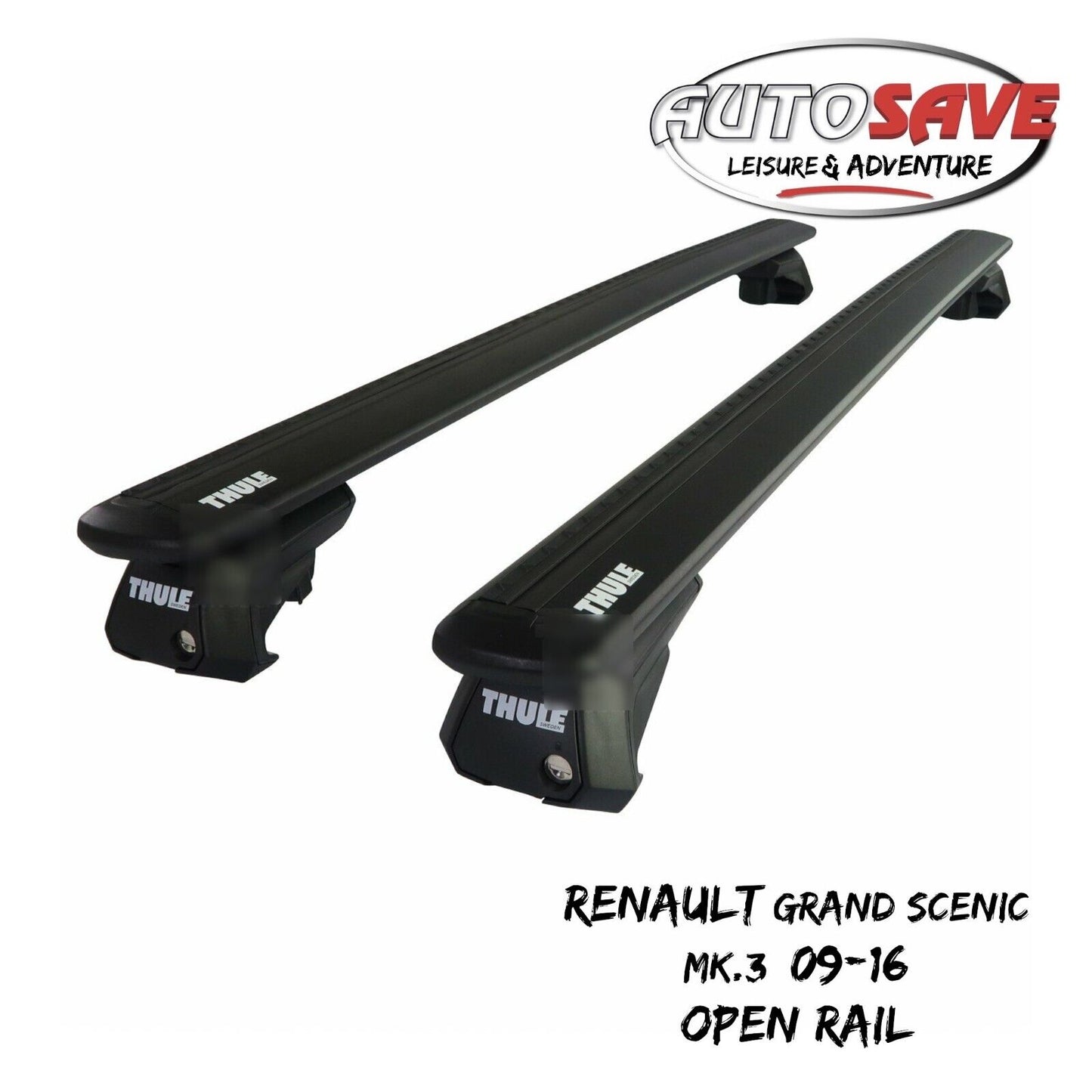 Thule WingBar Evo Black Roof Bars fit Renault Grand Scenic Mk.3 09-16 Open Rail