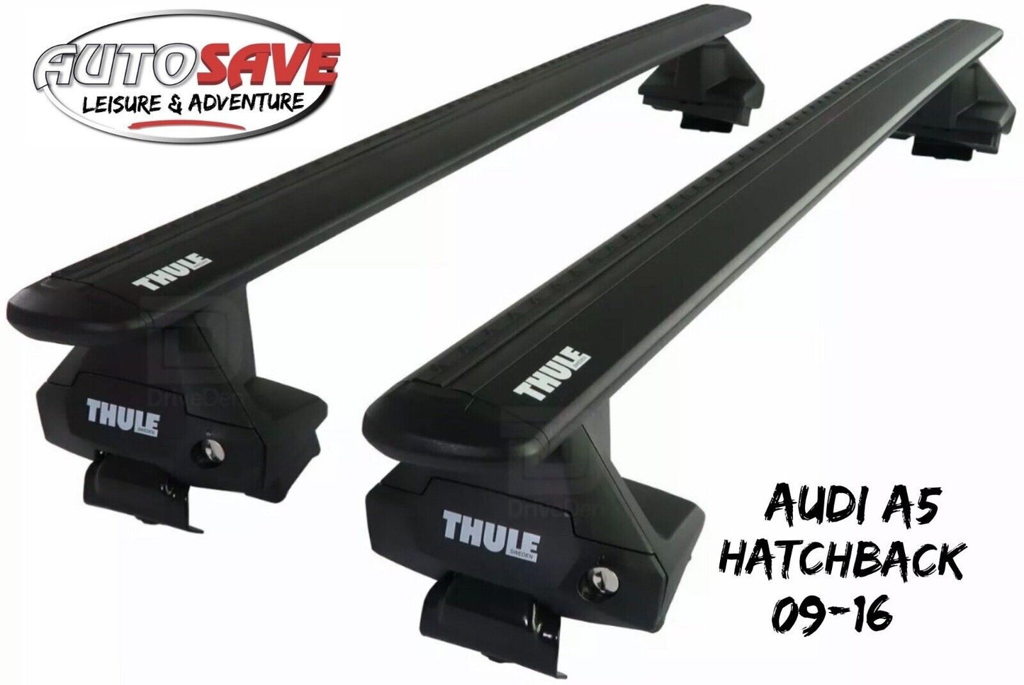 Thule Aluminium WingBar Evo Black Roof Bars Set to fit Audi A5 Hatchback 09-16