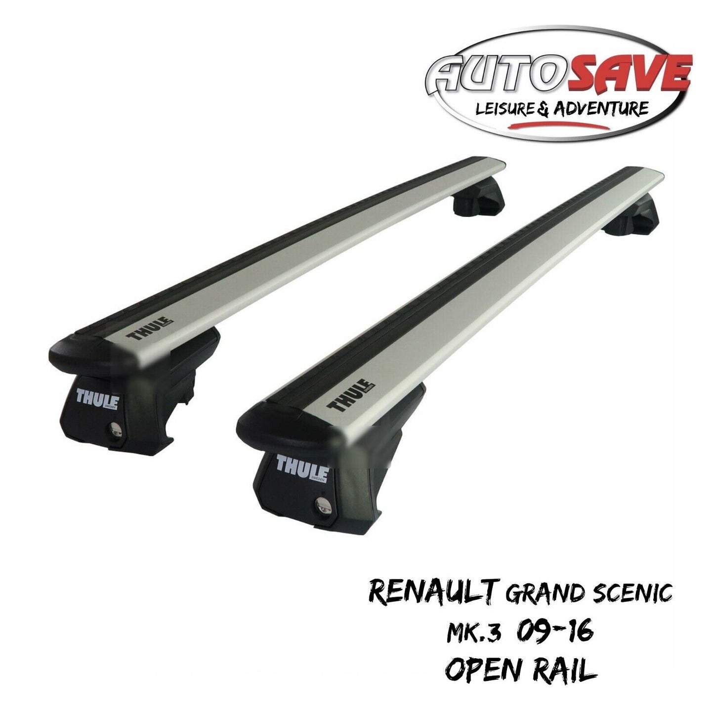 Thule WingBar Evo Silver Roof Bars fit Renault Grand Scenic Mk.3 09-16 Open Rail