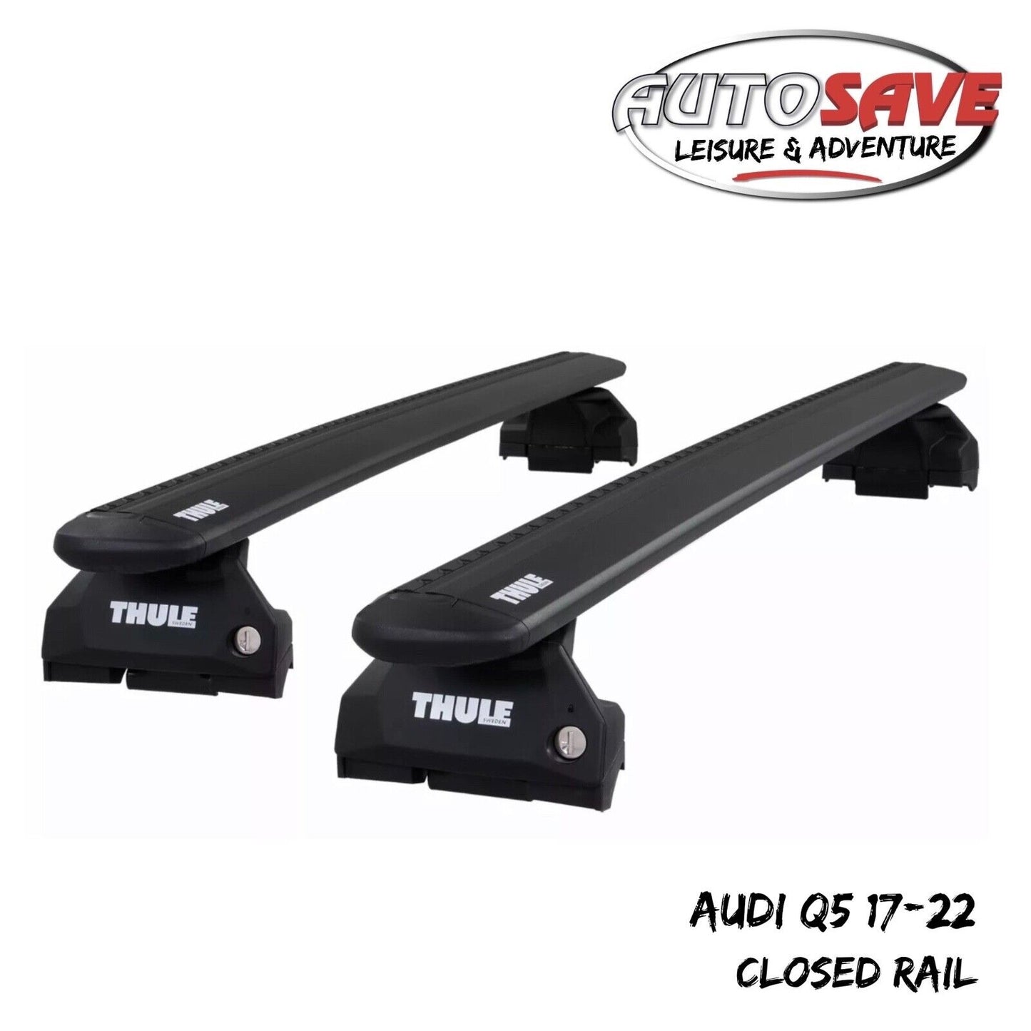 Thule Aluminium WingBar Evo Black Roof Bars Set to fit Audi Q5 17-22 Closed Rail