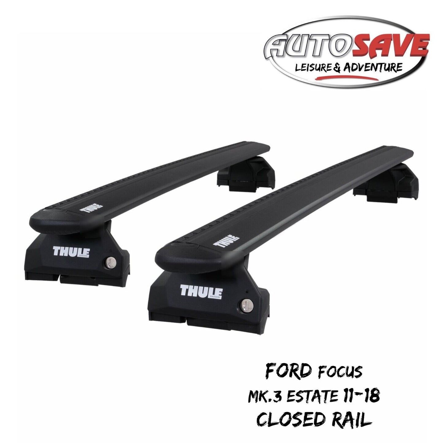 Thule WingBar Evo Black Roof Bars fit Ford Focus Mk.3 Estate 11-18 Closed Rail