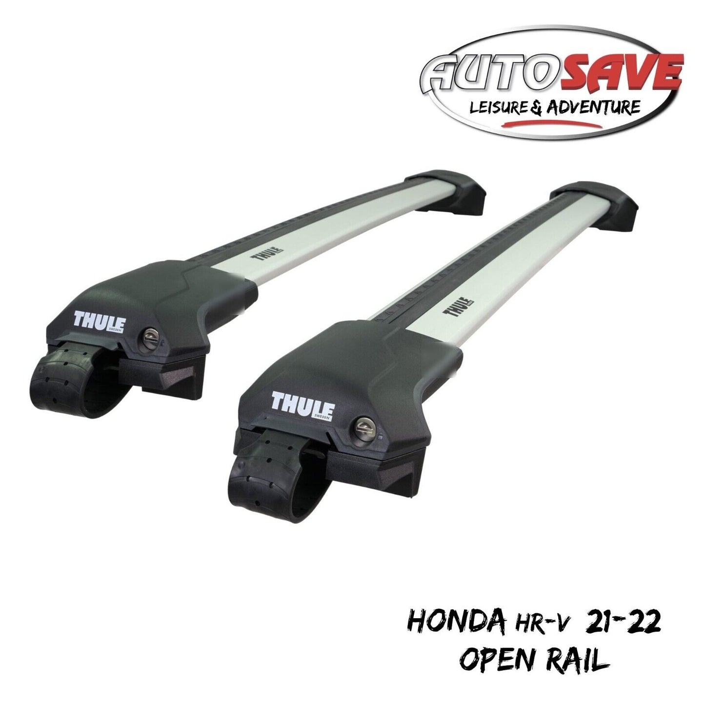 Thule WingBar Edge Silver Roof Bars Honda HR-V 21-22 Open Rails Aluminium Aero