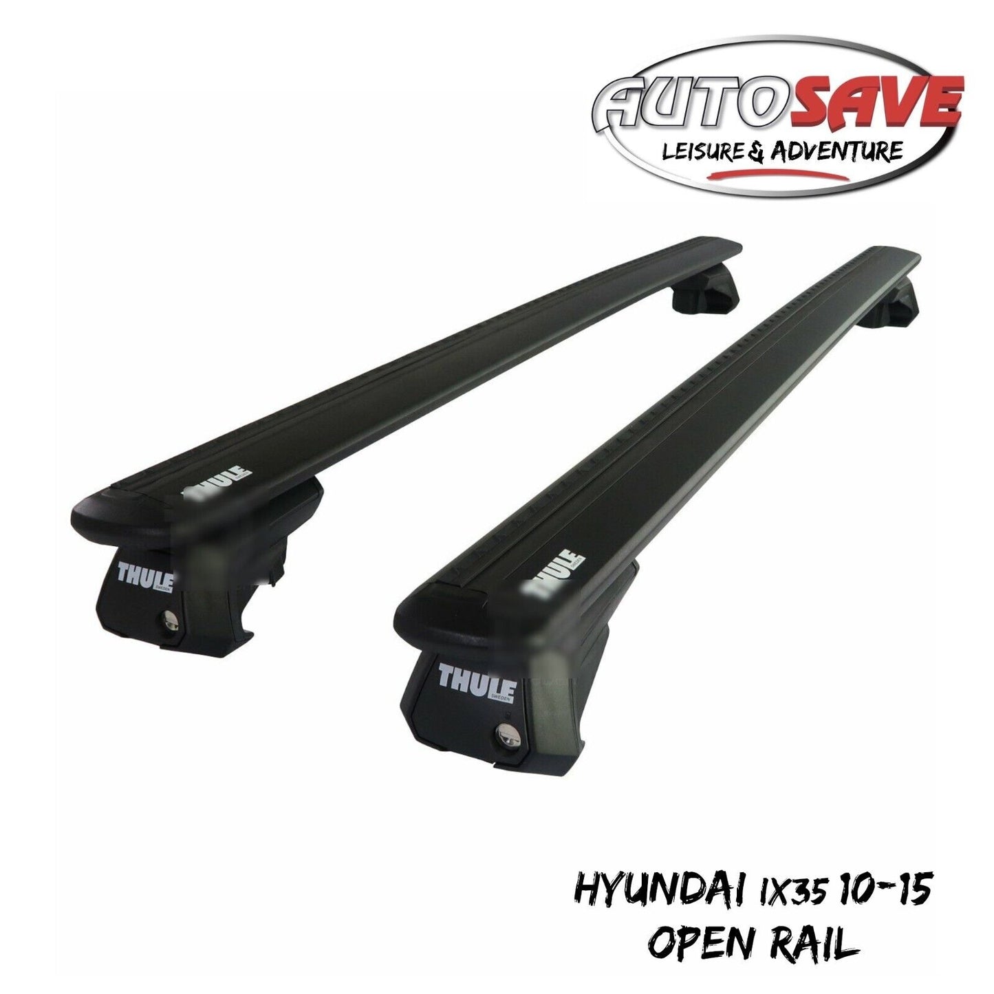 Thule Aluminium WingBar Evo Black Roof Bars to fit Hyundai ix35 10-15 Open Rail