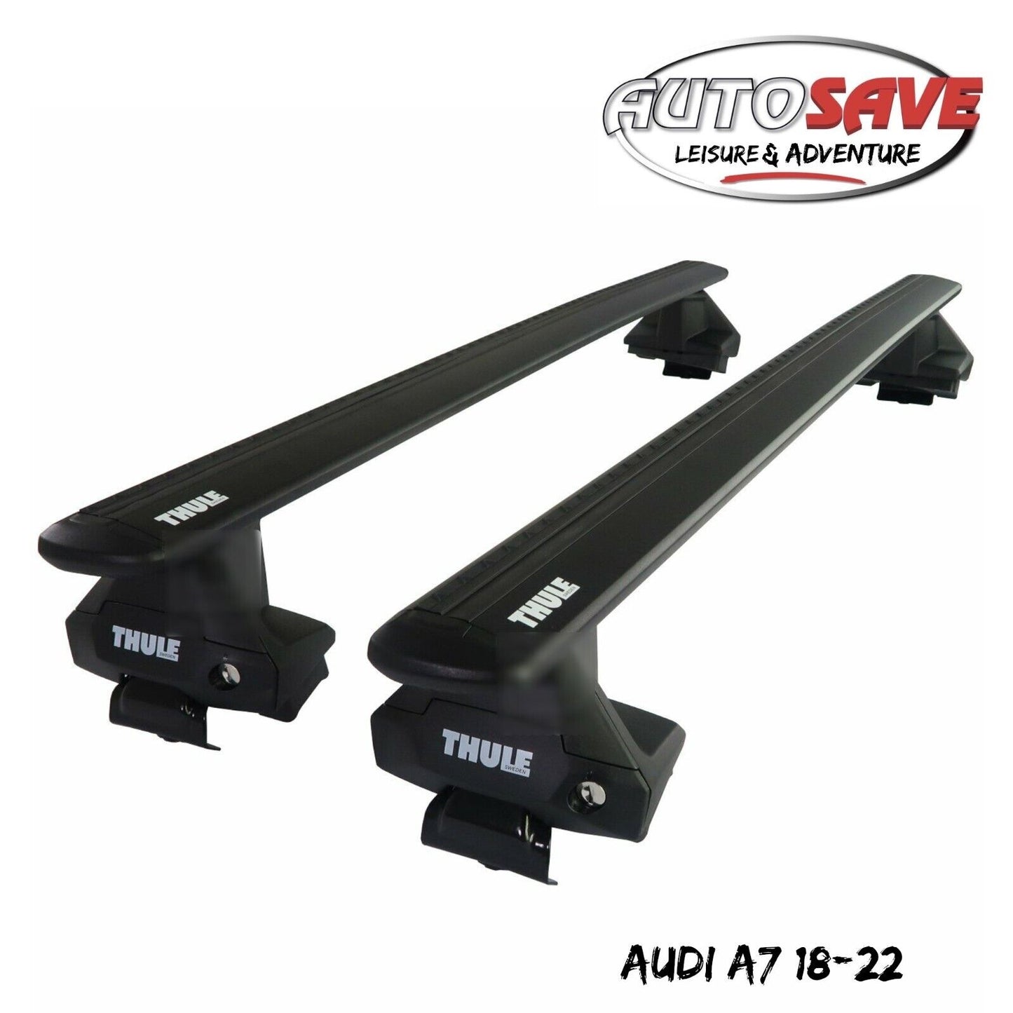 Thule Aluminium WingBar Evo Black Roof Bars Set to fit Audi A7 18-22 Lockable