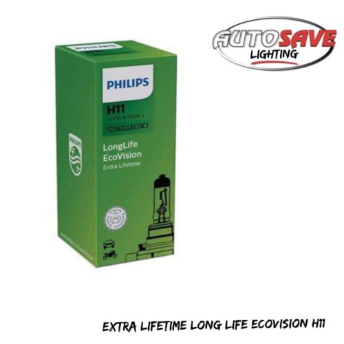 Philips LongLife EcoVision H11 Car Headlight Bulb 12362LLECOC1 (Single)
