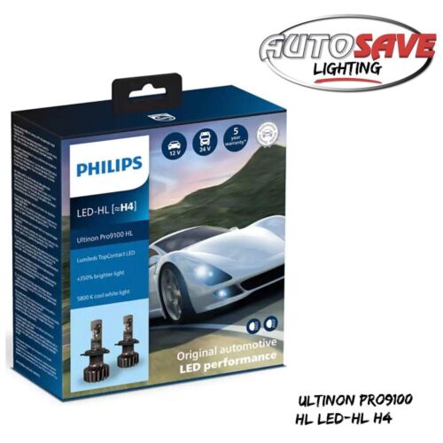 Philips Ultinon Pro9100 LED Pro 9100 5800K Car Headlight Bulbs H4 Twin Pack