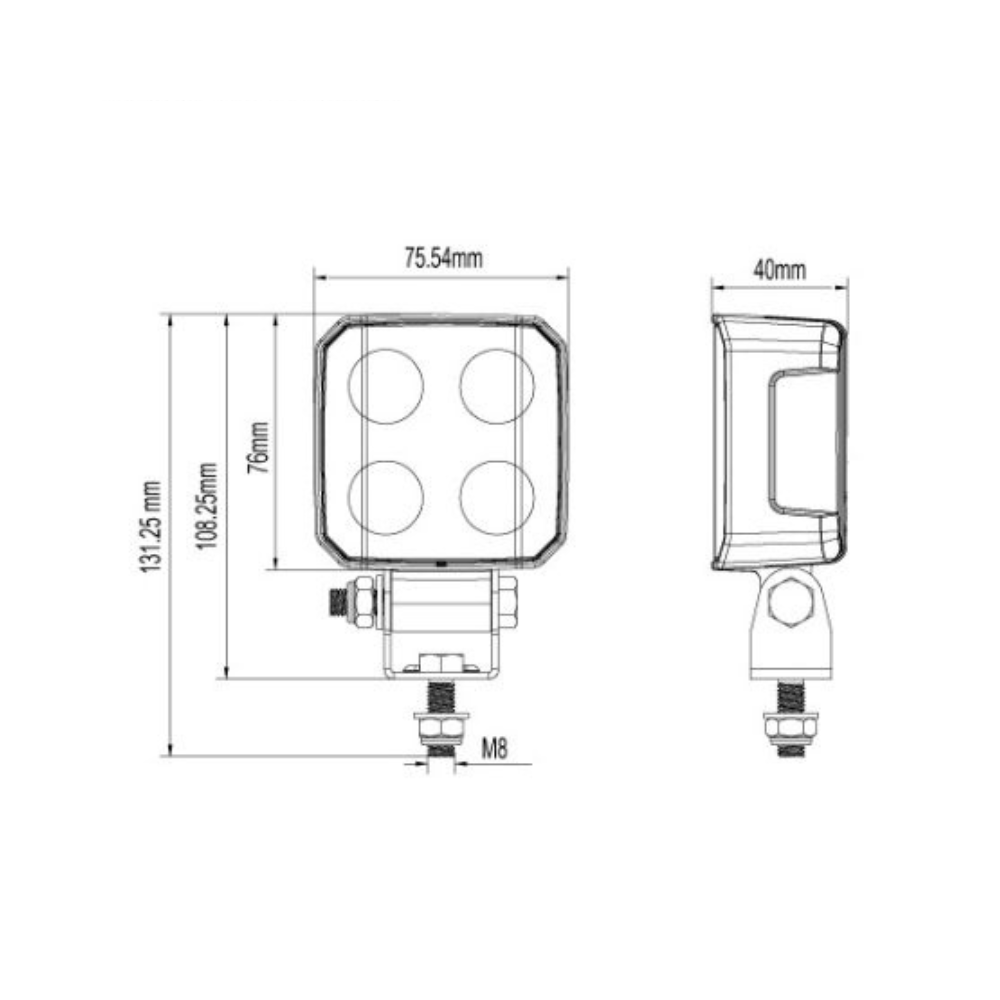 247 LIGHTING - 3" SQUARE LED WORKLAMP / WARNING LAMP - 32W ~ CA5744