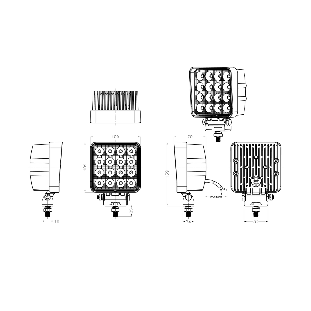247 LIGHTING - 4" LED Square Trekker Work Lamp ~ CA5724