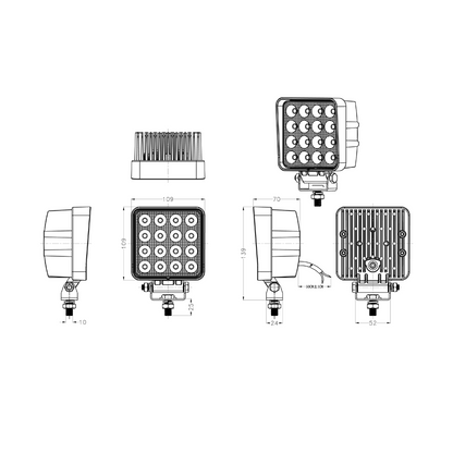 247 LIGHTING - 4" LED Square Trekker Work Lamp ~ CA5724