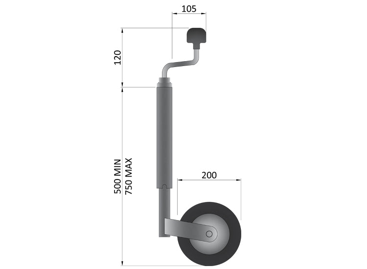 48mm 150Kg Telescopic Jockey Wheel