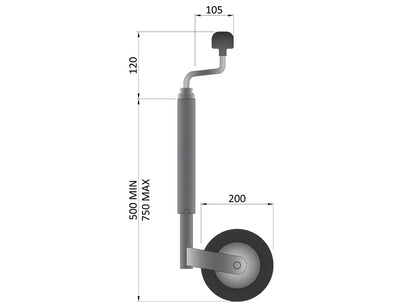 48mm 150Kg Telescopic Jockey Wheel