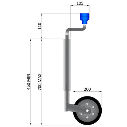 48mm 100Kg Telescopic Jockey Wheel