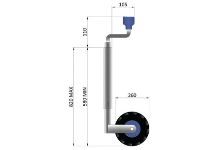 48mm 100Kg Pneumatic Telescopic Jockey Wheel