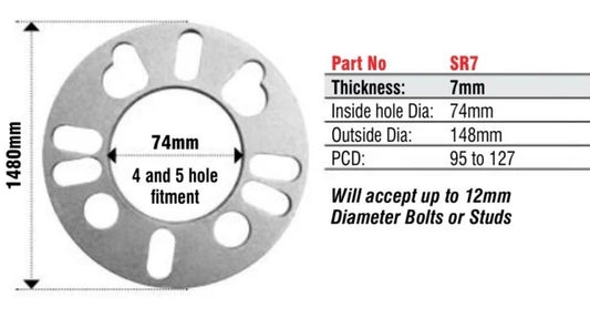 7mm Wheel Spacers
