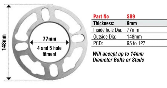 9mm Wheel Spacers