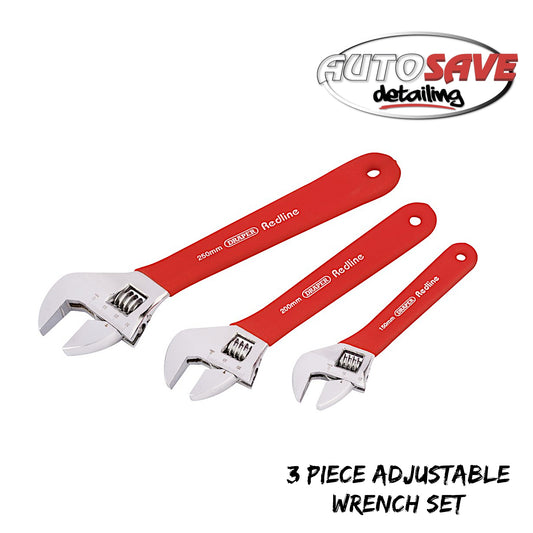 Draper Redline Soft Grip Adjustable Wrench Set (3 Piece) (67634)