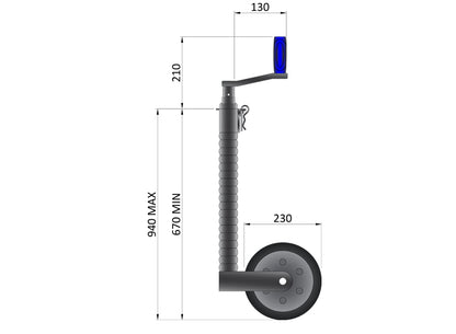 Heavy Duty Serrated Jockey Wheel 48mm 750kg