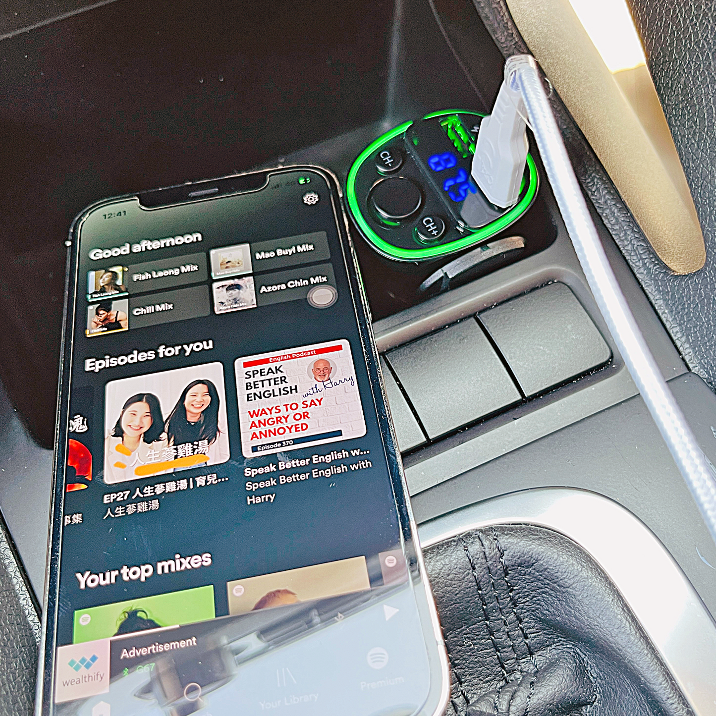 FM Transmitter Bluetooth Charger