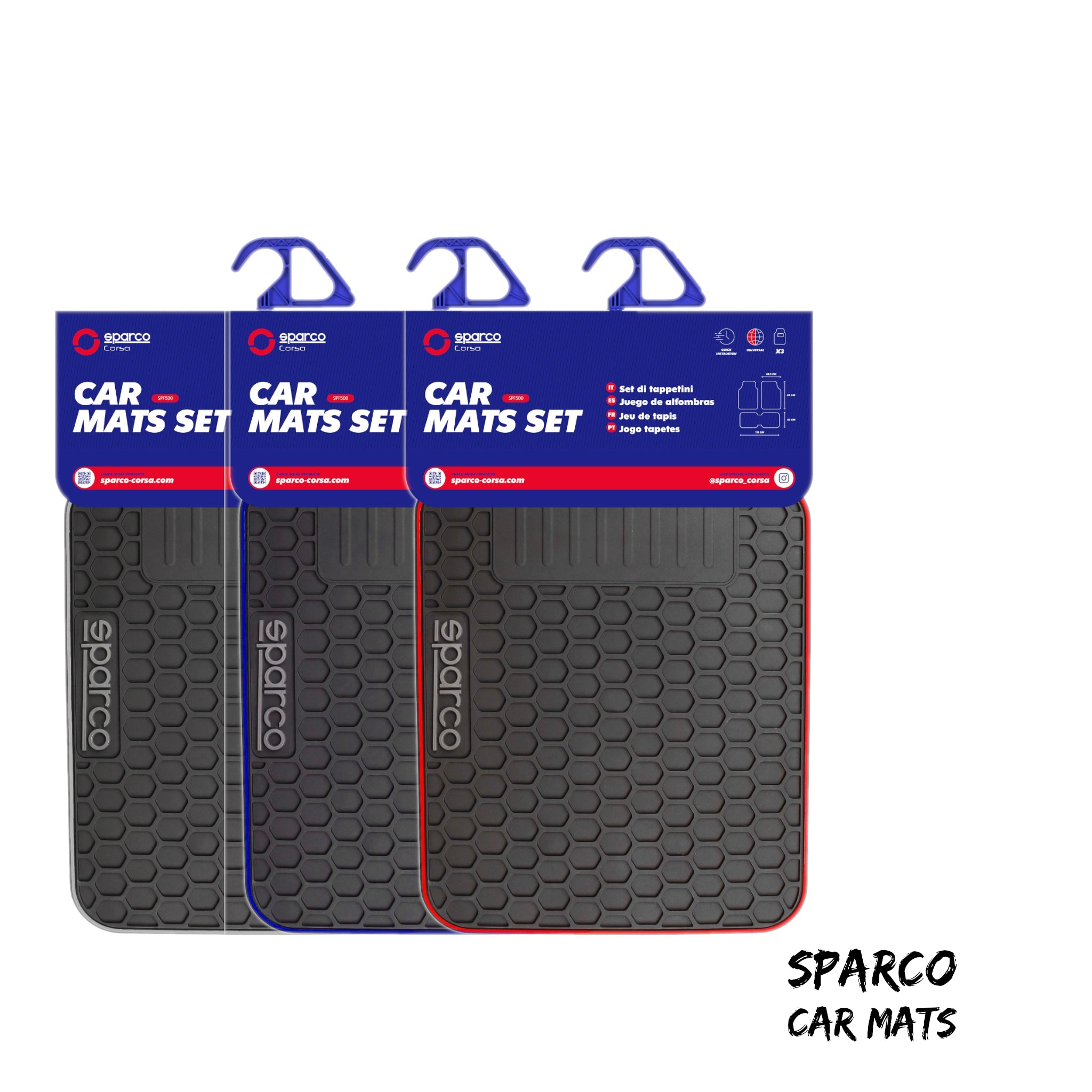 Mat Auto Componets SPARCO - Universal Car Mat Set ~ Grey, Blue or Red – Autosave Components