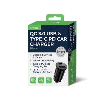 QC 3.0 USB & Type-C PD Car Charger