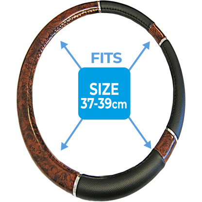 Black/ Wood Steering Wheel Cover