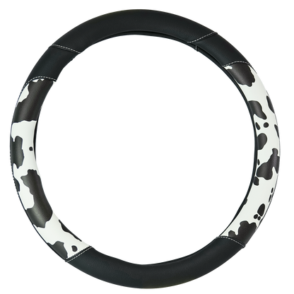 Black Cow Print Steering Wheel Cover